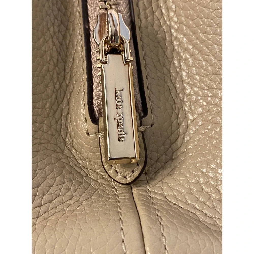 Kate Spade New York Pebbled Leather Satchel Crossbody Bag Beige Cream Two-Tone